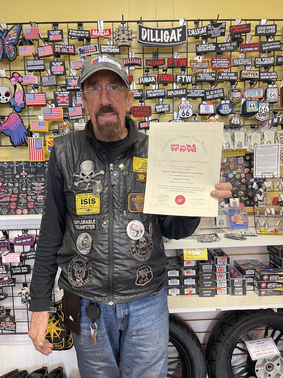 Thunder-Rode Motorcycle Accessories Awarded The 2021 Commander’s Award from Mohave North U.S. Marine Corps Reserve Tots for Tots Program