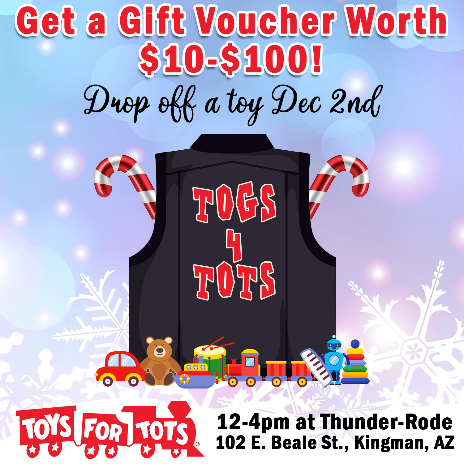 Toys for Tots Event in Kingman, Arizona Hosted by Thunder-Rode Features $100 Up For Grabs