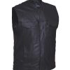 Men's Premium SOA Style Collared Leather Club Vest - Back