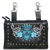 Studded Sugar Skull Leather Belt Bag Turquoise