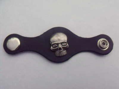 Leather Vest Extender with Skull