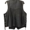 Men's Premium Silver Bike Side Lace Leather Biker Vest with CCW Pocket