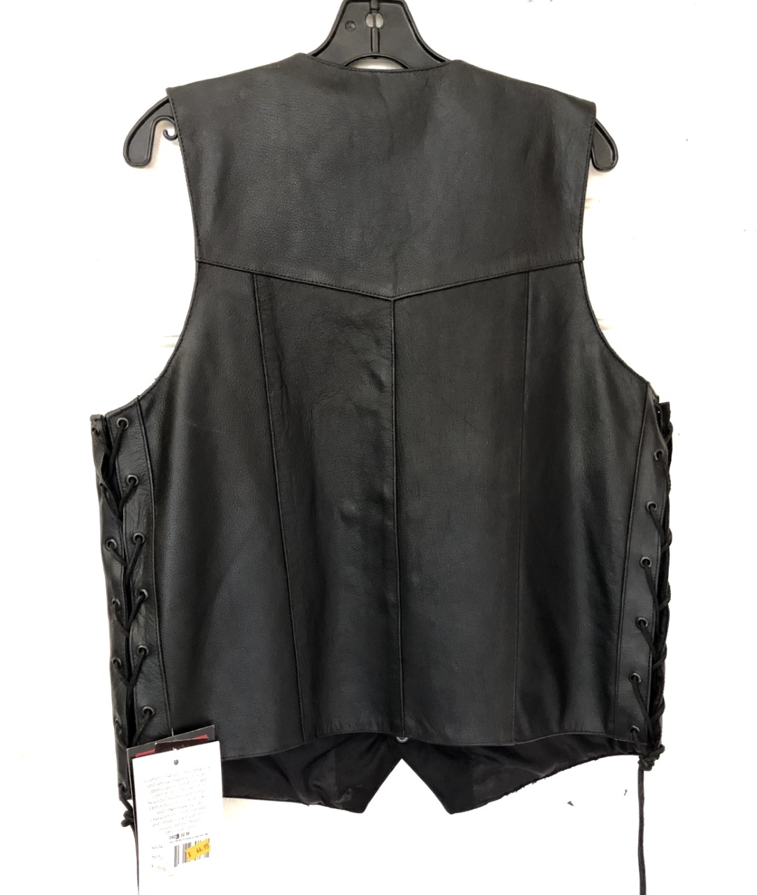 Men's Premium Silver Bike Side Lace Leather Biker Vest with CCW Pocket