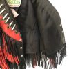 Ladies Black and Red Fringe Leather Vest - inside