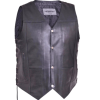 Men's Premium 10-Pocket Leather Vest - Black
