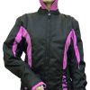 Ladies Textile Cordura Crystal Jacket - Black with Pink Accents and Pink Hoodie