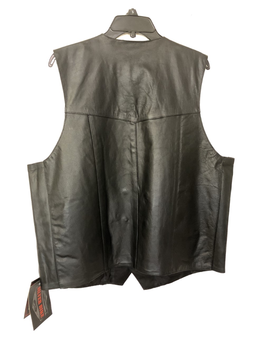 Men's Black Leather Vest - Plain Sides