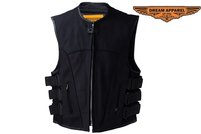 Mens Canvas Motorcycle Vest With Two Gun Pockets