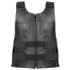 Men's Black Bulletproof Style Tactical Street Cowhide Leather Vest front