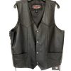 Men's Premium Silver Bike Side Lace Leather Biker Vest with CCW Pocket