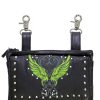 Studded Leather Belt Bag With Wings lime green