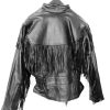 Ladies Premium Fringe Leather Jacket - Black - "Be Fringed" - Back