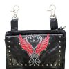 Studded Leather Belt Bag With Wings red
