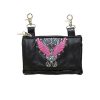 Studded Leather Belt Bag With Wings pink