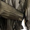 Ladies Premium Fringe Leather Jacket - Black - "Be Fringed" - Sleeves