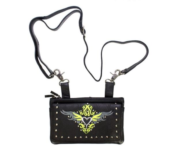 Leather Belt Bag with Heart and Studs with straps Leather Belt Bag with Heart and Studs with straps