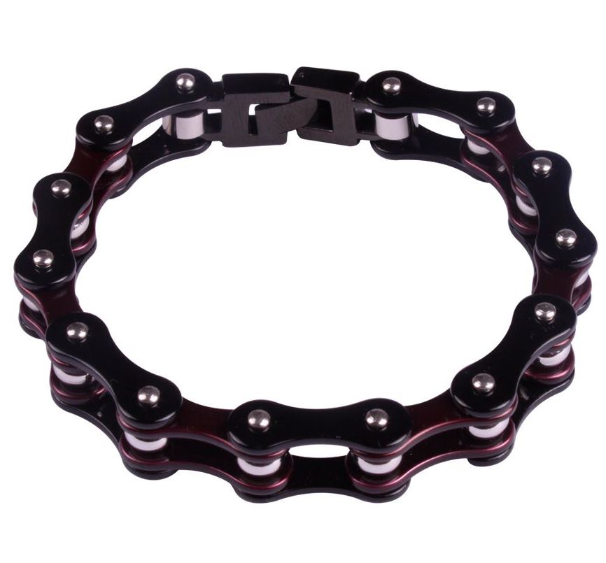 Black and Maroon Chain Bracelet