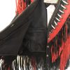 Ladies Black and Red Fringe Leather Vest - inside