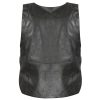 Men's Black Bulletproof Style Tactical Street Cowhide Leather Vest back